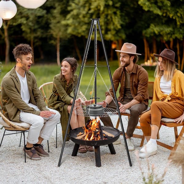 Karl home Campfire Tripod Grill Adjustable Height BBQ Grill