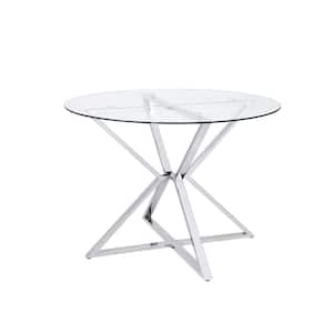 Kapela 41.5 in. Chrome and Glass Round Dining Table