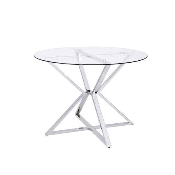 Kapela 41.5 in. Chrome and Glass Round Dining Table