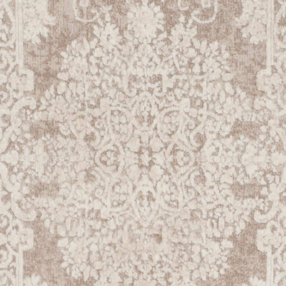 Beige Cream 96" Synthetic Easy Care Runner Rug