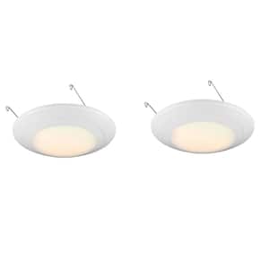6 in. White Integrated LED J-Box or Recessed Can Mounted LED Disk Light Trim, 2700K (2-Pack)