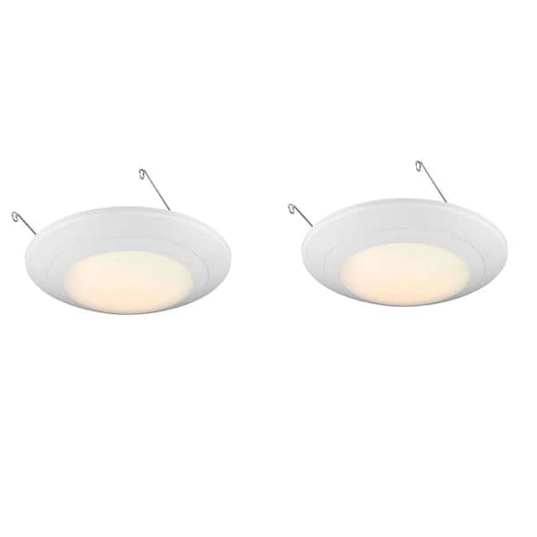 EnviroLite 6 in. White Integrated LED J-Box or Recessed Can Mounted LED Disk Light Trim, 2700K (2-Pack)