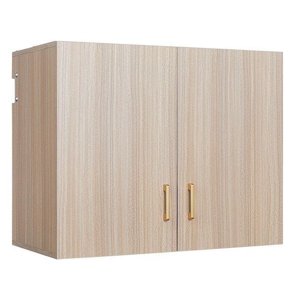 Unbranded Beige Wood Accent Storage Cabinet with 2-Door 2-Adjustable Shelves