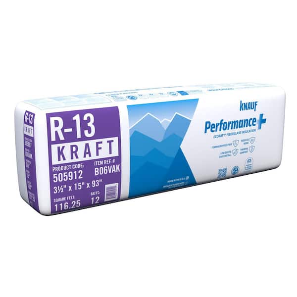 Knauf Insulation R13 Kraft Faced 15 in. x 93 in. Precut Fiberglass