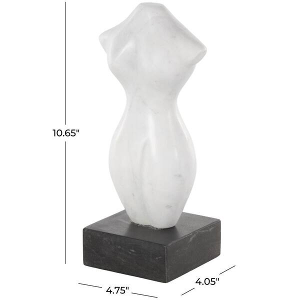 Litton Lane White 5 in. x 11 in. Marble Ceramic Abstract Woman Litton Lane White 5 in. x 11 in. Marble Ceramic Abstract Woman