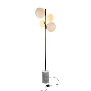 Kinich 62 in. Brass Floor Lamp with White Glass Shade