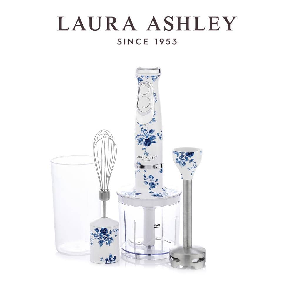 Laura Ashley White and Blue Floral 4-in-1 Immersion Blender Set