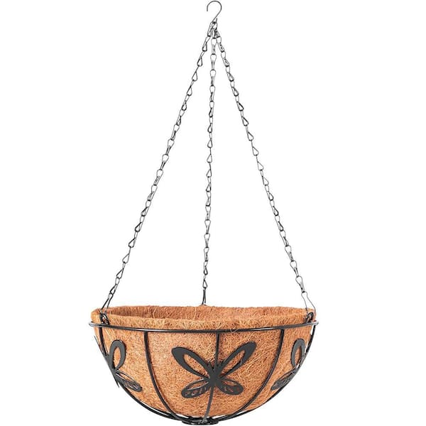 Baskets Planter for Plants Material 2 Pack 10 in. Round Metal Wire Hanging Flowerpots with Coco Coir Liner Chain