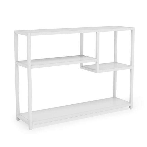 BYBLIGHT Turrella 43 in. White Rectangle Particle Board Console Table Small Entrance Table for Living Room, Hallway