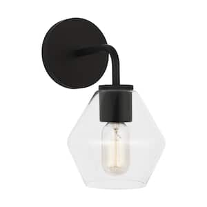 Jett 6 in. 1-Light Midnight Black Transitional Dimmable indoor Bathroom Vanity Light with Clear Glass Shade