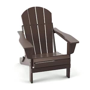 Traditional Curve Back Dark Brown Folding HDPE Resin Composite Outdoor Adirondack Chair