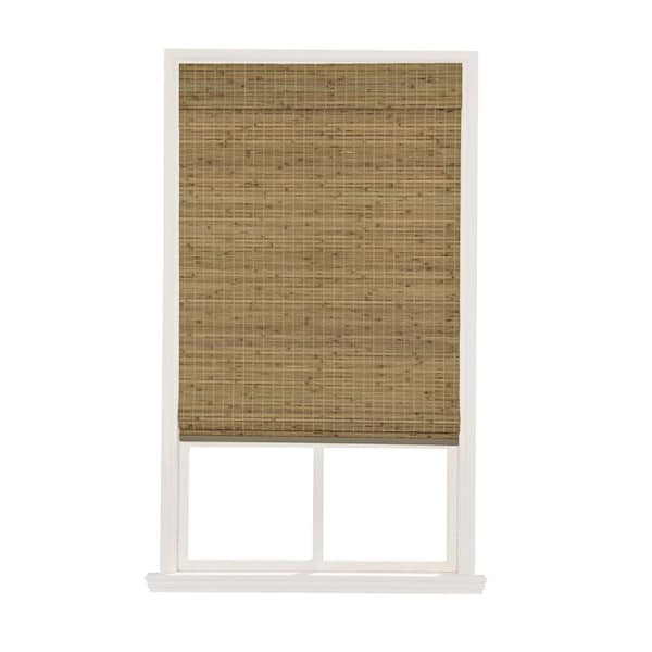 Hampton Smokey Ash Light Filtering Cordless Bamboo Roman Shade-24 in. W x 48 in. L