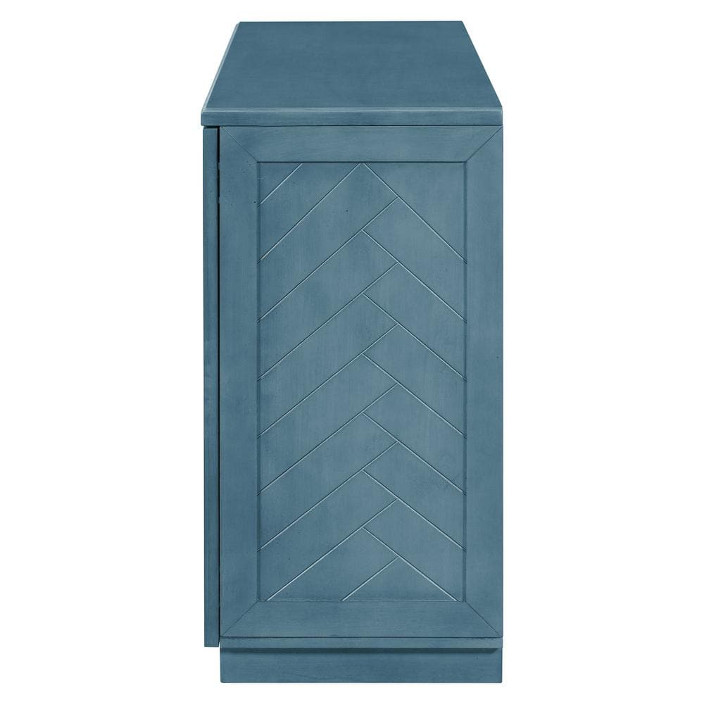 60 in. W x 16 in. D x 32 in. H Blue Linen Sideboard with 4