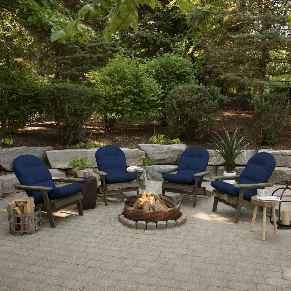 Sapphire Blue Tufted Outdoor Adirondack Chair Cushion Set