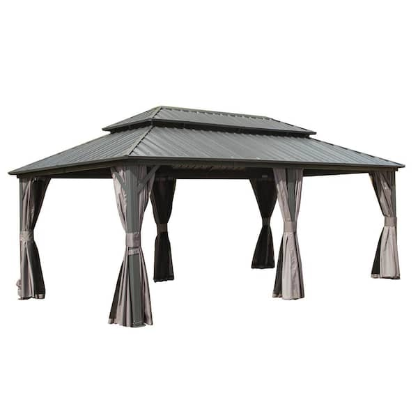 domi outdoor living 12 ft. x 20 ft. Gray Outdoor Aluminum Hardtop ...