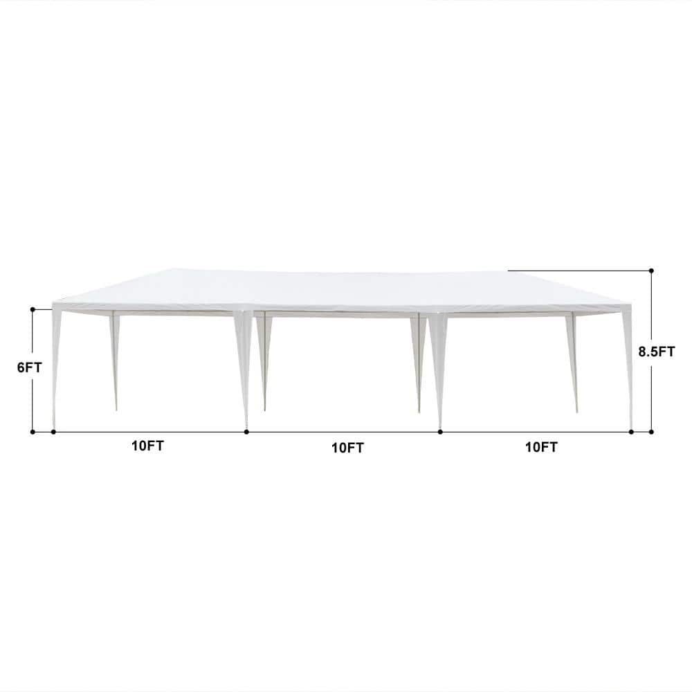 White 10x30 Ft Rectangular Outdoor Party Tent with Iron Frame
