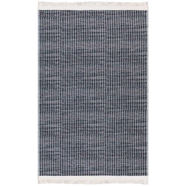 Ottomanson Non Shedding Washable Wrinkle-free Cotton Flatweave Solid 2x3 Indoor Area Rug/Entryway Mat, 2 ft. x 3 ft.,Brown/Charcoal