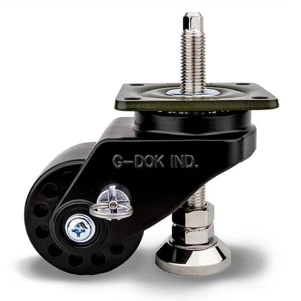 GDH 3 in. Nylon with Brake Swivel Flat Black Plate Mounted Extended Leveling Caster with 1543 lb. Load Rating