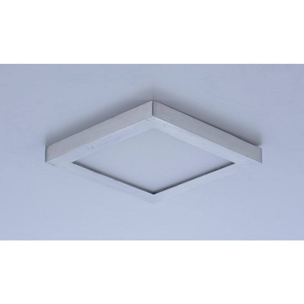 Sleek Satin Nickel 4.5" Square LED Flush Mount for Indoor/Outdoor