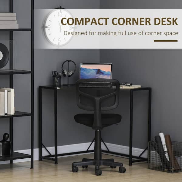 HOMCOM Corner Computer Desk with Steel Frame for Small Spaces