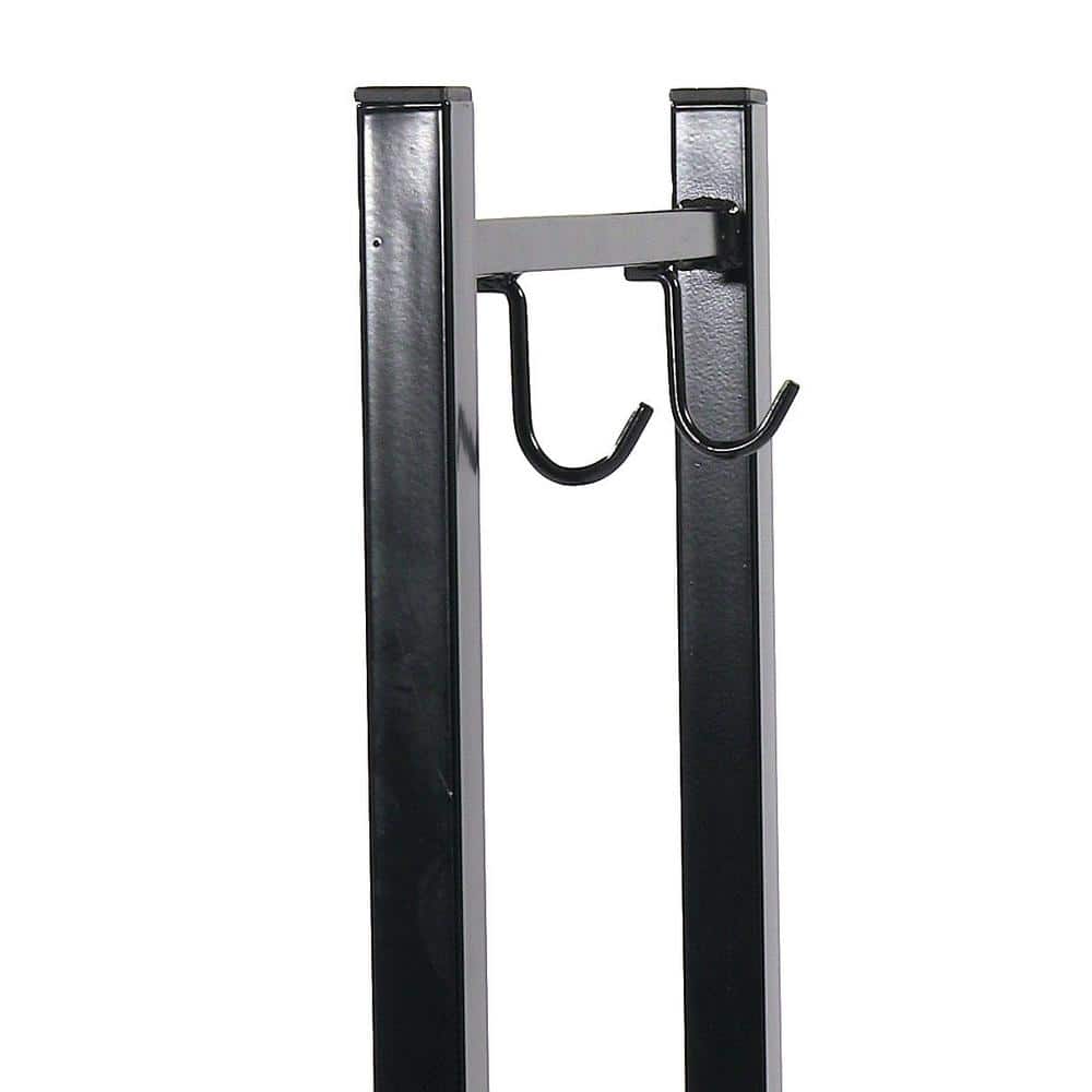 Sunnydaze Black Steel 32" Indoor/Outdoor Firewood Log Rack with Hooks