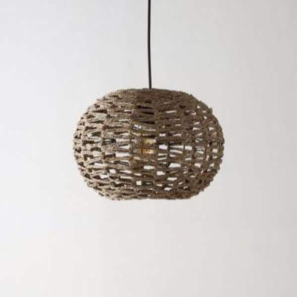 Isla Farmhouse 14" Brown Rattan LED Pendant with Adjustable Cord