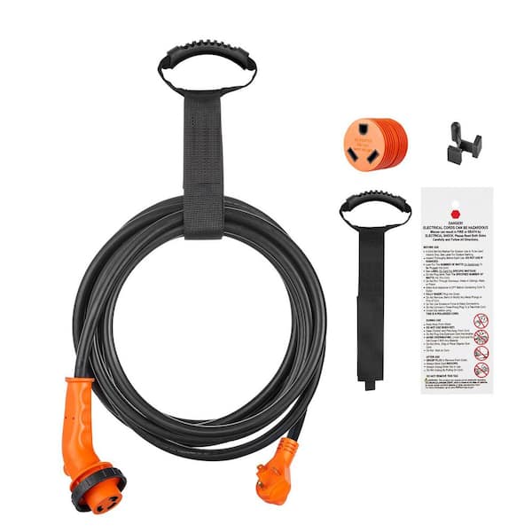 SVOPES 15 Ft. 30 Amp 125Volt 10/3 RV Power Cord STW 3*10AWG Extension Cord NEMA TT-30P Male NEMA L5-30R Female Plug