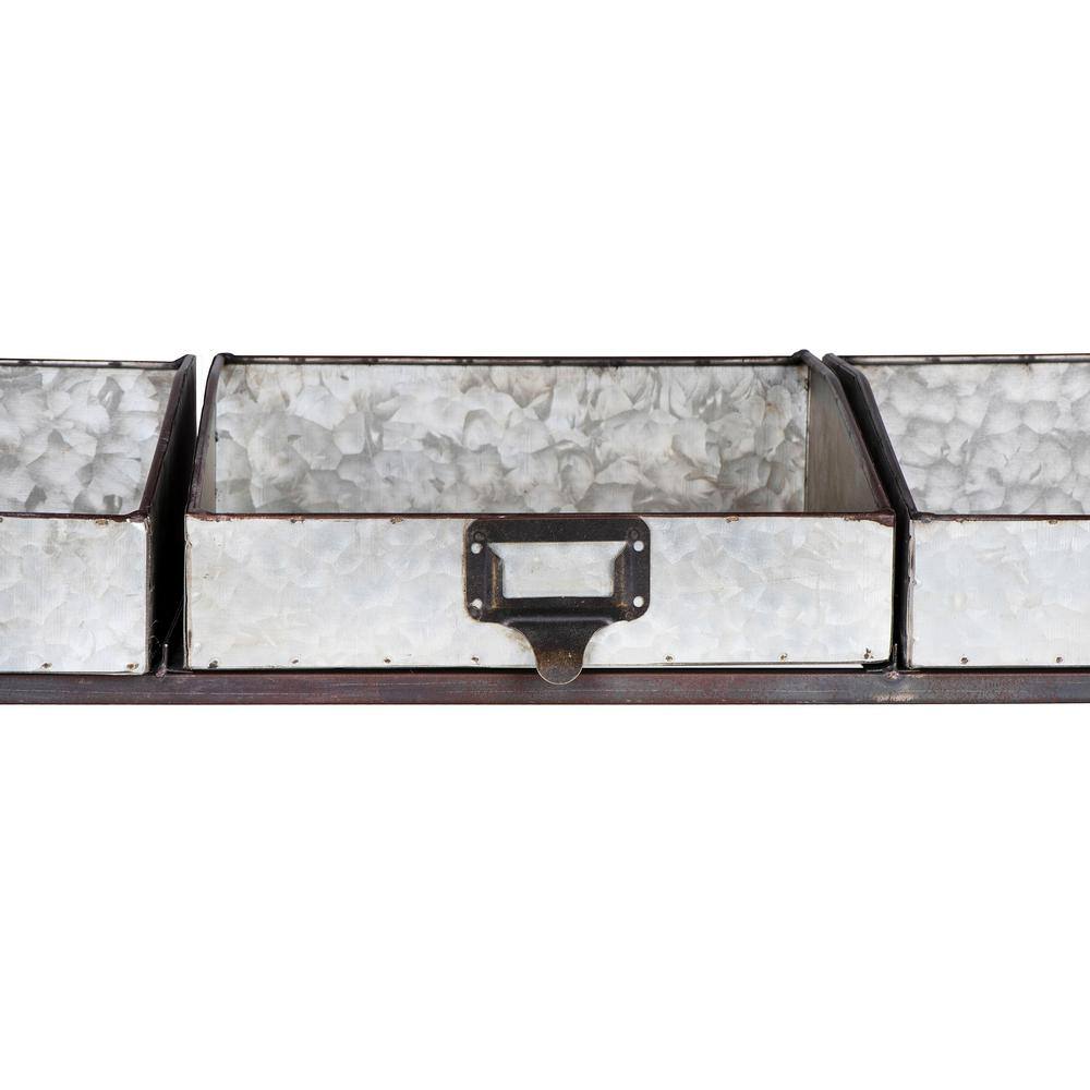 Industrial Gray Metal 4-Tier Rolling Cart with Bins