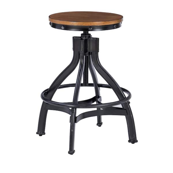 Linon Home Decor Harlan 24 in - 29 in. Seat Height Black Metal frame Adjustable Backless Stools (Set of 2)