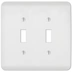 Perry 2 Gang Toggle Steel Wall Plate - White