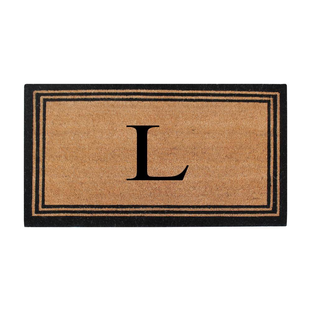 Black/Beige 24 in. x 39 in. Coir PVC Classic Border Heavy Duty Boot Scrapper Monogrammed L Door Mat price history on PriceWatchPro