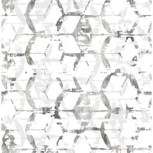 Augustine Black Distressed Geometric Black Wallpaper Sample