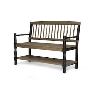 2-Person Grey plus Black Wood Outdoor Imperial Bench