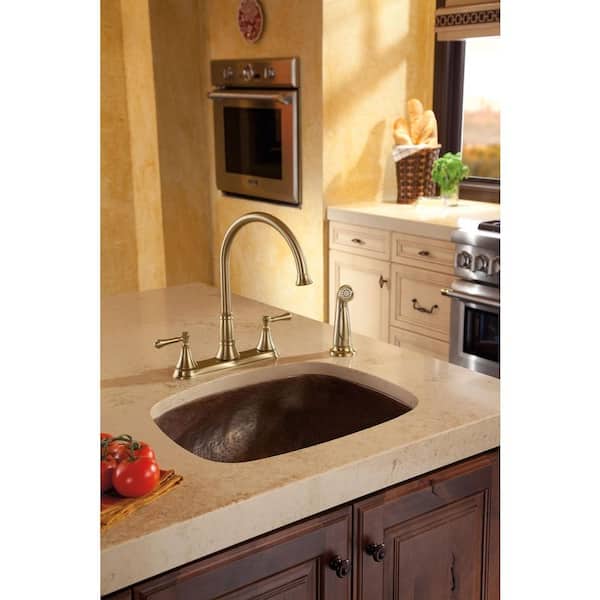 Cassidy Gold 2-Handle Standard Kitchen Faucet with Side Sprayer in Champagne Bronze