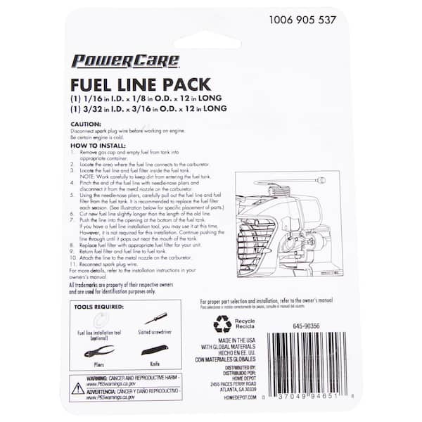 Powercare Universal 12 in. Fuel Line Kit 490-240-H008 - The Home Depot