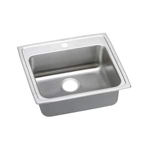 Lustertone Drop-In Stainless Steel 22 in. 1-Hole Single Bowl ADA Compliant Kitchen Sink with 5.5 in. Bowl
