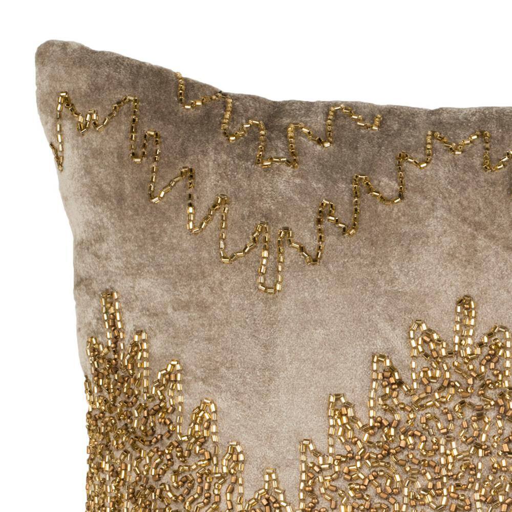 Gold Embroidered Velvet Square Throw Pillow