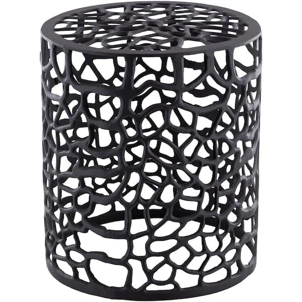 Artistic Weavers Oenthu 14 in. L x 14 in. W x 16.25 in. H Black Modern Round Metal Decorative Accent End/Side Table