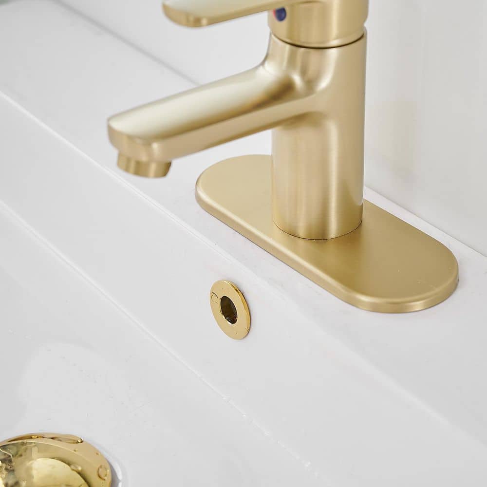 Brushed Gold Single Handle Stainless Steel Bathroom Faucet with Drain