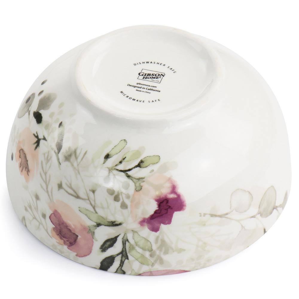 Lily Garden White and Pink Ceramic 12-Piece Floral Dinnerware Set