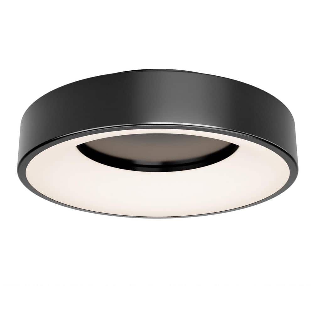 Artika Aiden 13 in. 1-Light Modern Black Integrated LED 5 CCT Flush Mount Ceiling Light Fixture for Kitchen or Bedroom