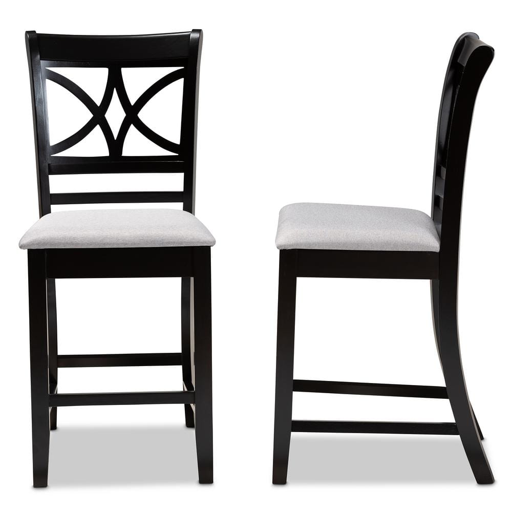 Chandler Gray Upholstered Wood Pub Chairs, Set of 2