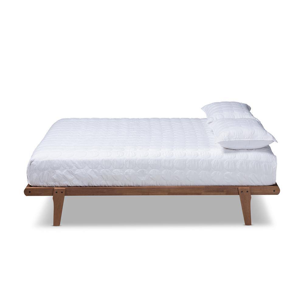 Kaia Walnut Brown Full Size Mid-Century Modern Platform Bed Frame