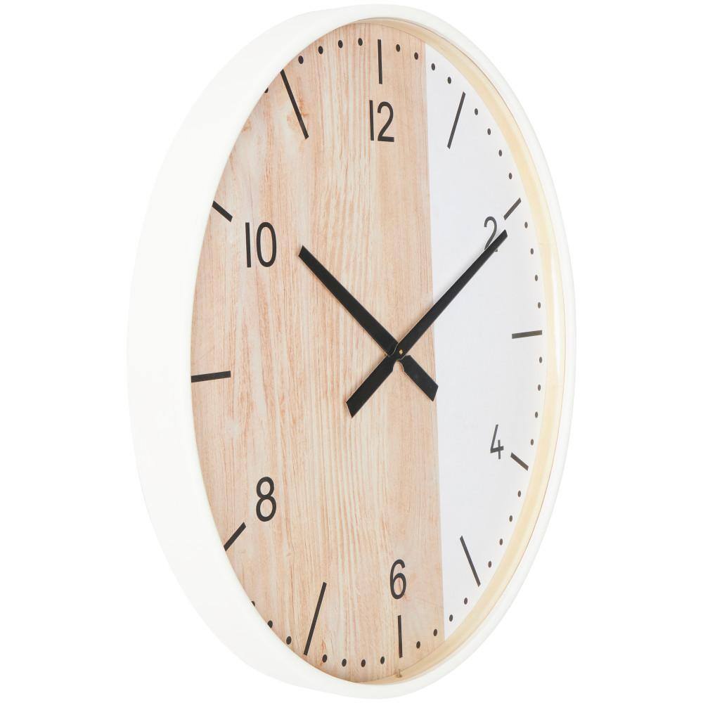 Nesrine 40'' Brown and White Stainless Steel Wall Clock
