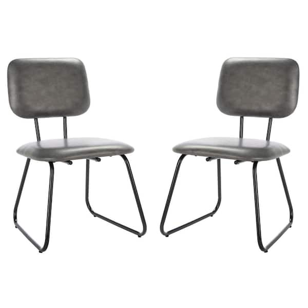 SAFAVIEH Chavelle Gray/Black Upholstered Side Chairs (Set of 2)