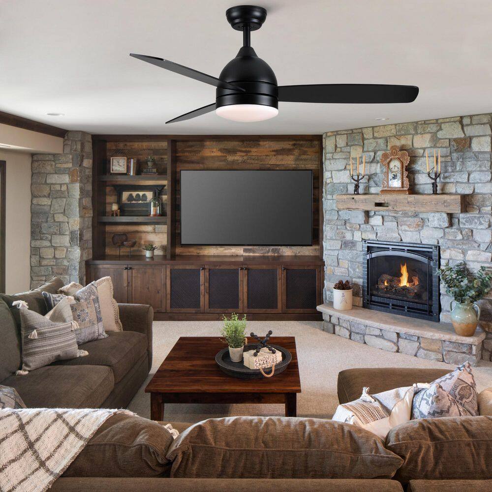 Avex 48 in. Black Standard Downrod Mount Ceiling Fan with Remote Control and Dimmable Integrated LED price history on PriceWatchPro