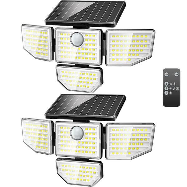 30-Watt 1000 Lumens 120° Black Motion Activated Outdoor Integrated LED Flood Light Adjustable Panels (2-Pack)