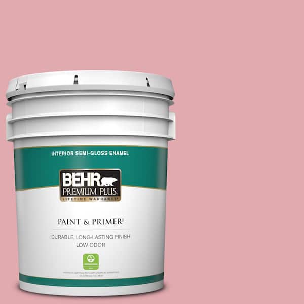 BEHR PREMIUM PLUS 5 gal. #130C-3 Raspberry Lemonade Semi-Gloss Enamel Low Odor Interior Paint & Primer