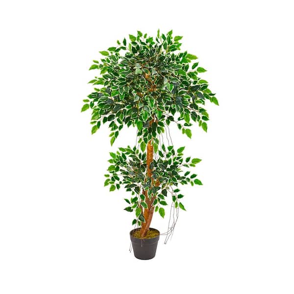 Nearly Natural 4 ft. Indoor Variegated Ficus Artificial Tree
