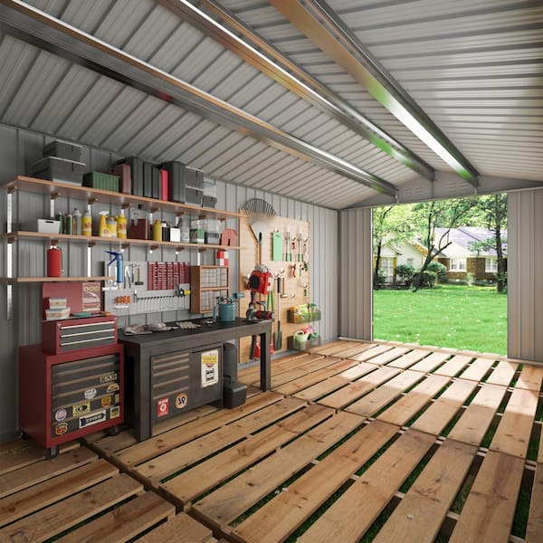 8 ft. W x 12 ft. D Metal Outdoor Storage Shed with Lockable Doors and Vents(96 sq. ft.)